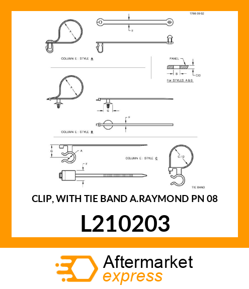 CLIP, WITH TIE BAND A.RAYMOND PN 08 L210203