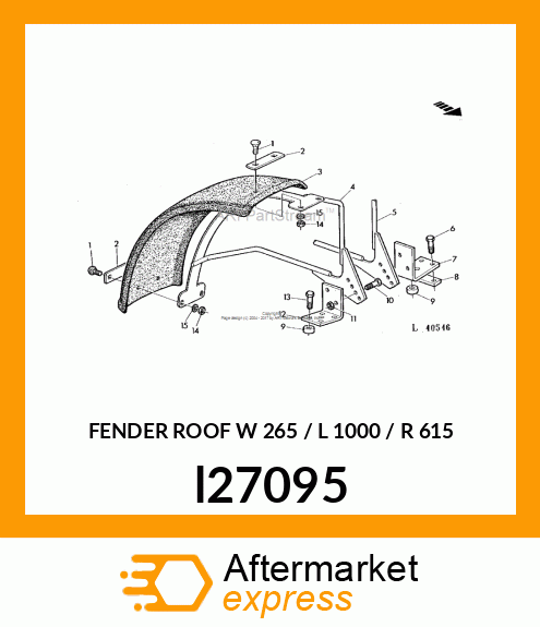 FENDER ROOF W 265 / L 1000 / R 615 l27095