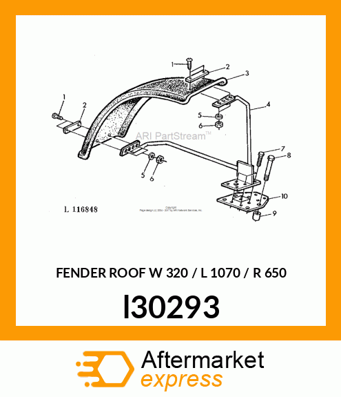 FENDER ROOF W 320 / L 1070 / R 650 l30293