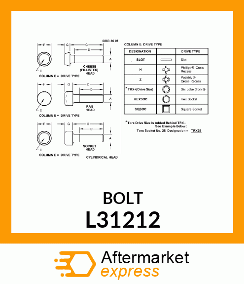 CAP SCREW L31212