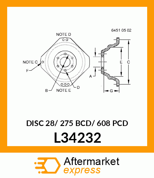 DISC 28/ 275 BCD/ 608 PCD L34232