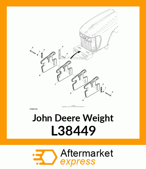 WEIGHT, FRONT WEIGHT LH. 50.03KG L38449