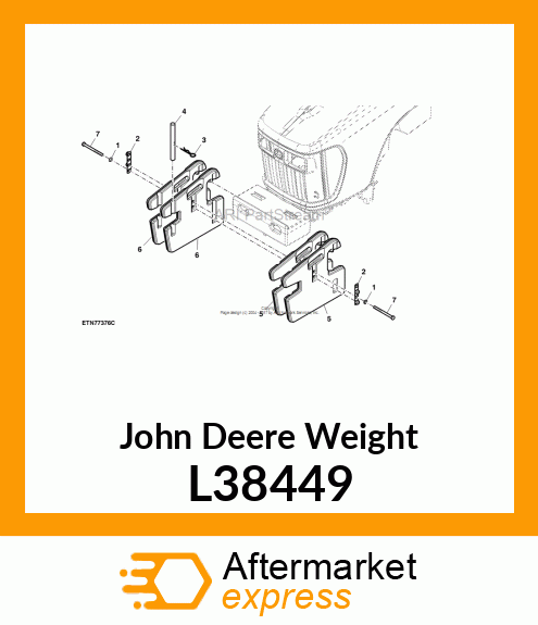 WEIGHT, FRONT WEIGHT LH. 50.03KG L38449