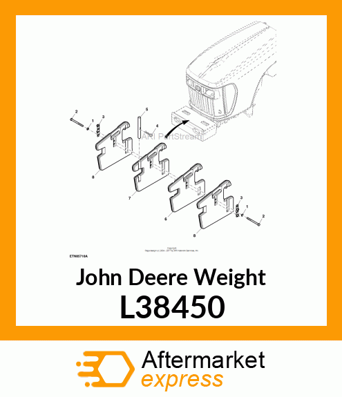 WEIGHT, FRONT WEIGHT RH. 50.07KG L38450