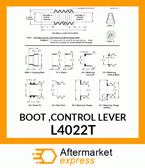 BOOT ,CONTROL LEVER L4022T