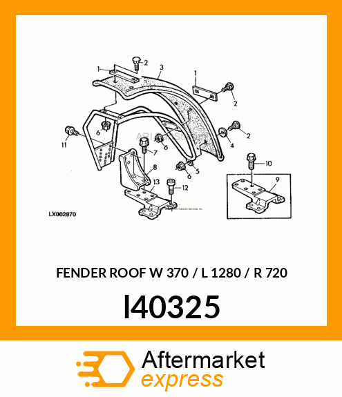 FENDER ROOF W 370 / L 1280 / R 720 l40325