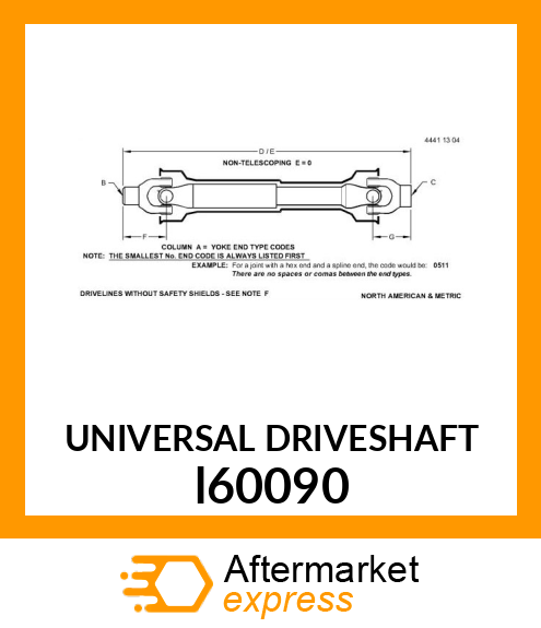 UNIVERSAL DRIVESHAFT l60090