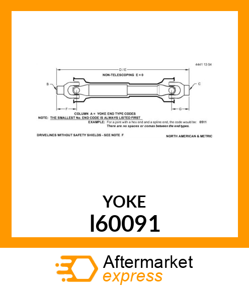 UNIVERSAL DRIVESHAFT l60091