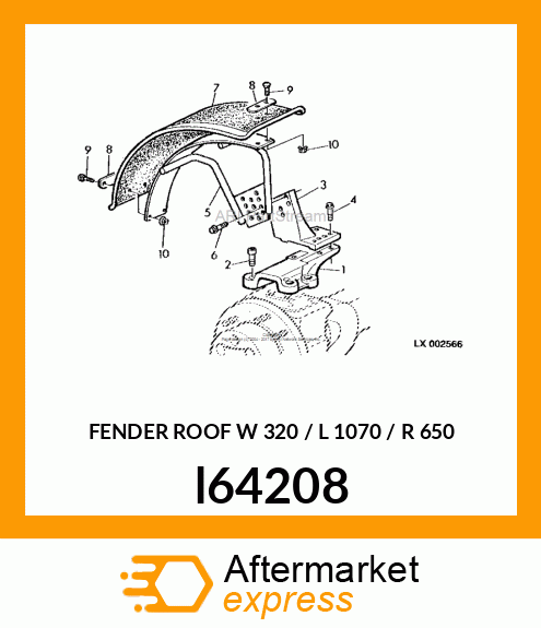 FENDER ROOF W 320 / L 1070 / R 650 l64208