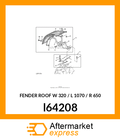 FENDER ROOF W 320 / L 1070 / R 650 l64208