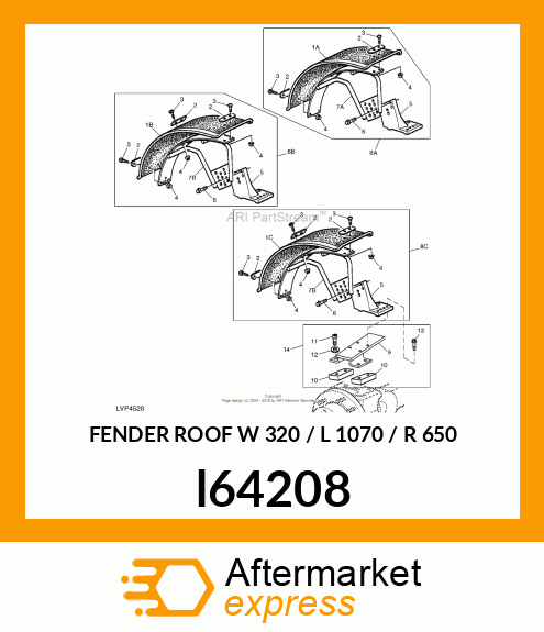 FENDER ROOF W 320 / L 1070 / R 650 l64208