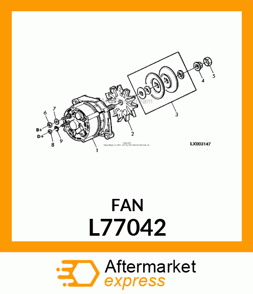 FAN,ALTERNATOR L77042