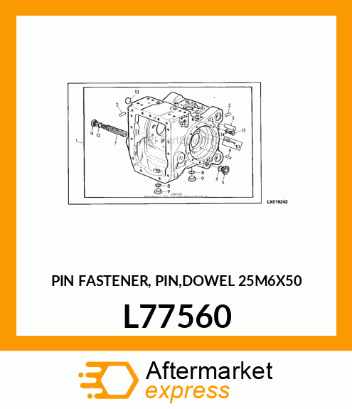 PIN FASTENER, PIN,DOWEL 25M6X50 L77560