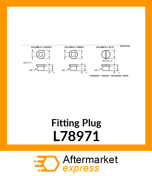 Fitting Plug L78971