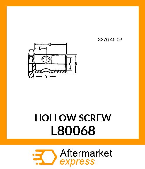 FITTING, HOLLOW SCREW L80068