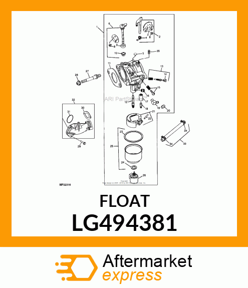 FLOAT, CARBURETOR LG494381