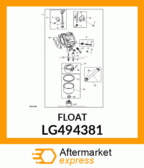 FLOAT, CARBURETOR LG494381