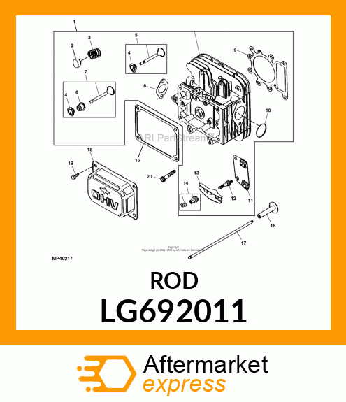 PUSH ROD, ROD, PUSH (EXHAUST) LG692011