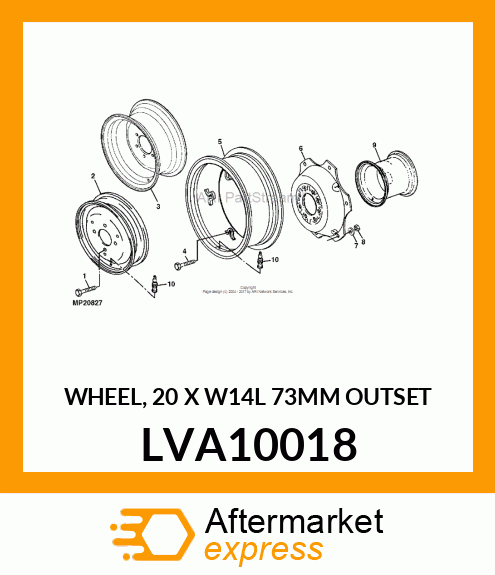 WHEEL, 20 X W14L 73MM OUTSET LVA10018