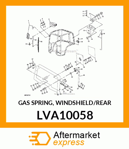 GAS SPRING, WINDSHIELD/REAR LVA10058