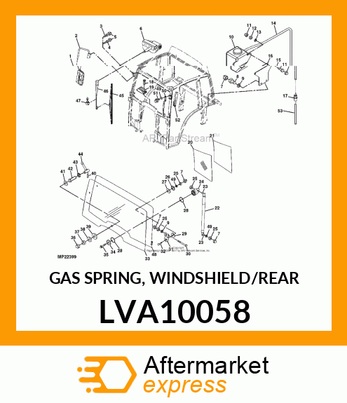 GAS SPRING, WINDSHIELD/REAR LVA10058