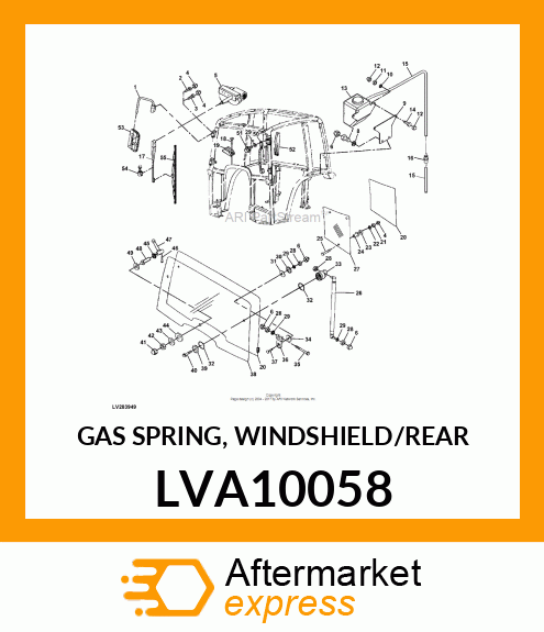 GAS SPRING, WINDSHIELD/REAR LVA10058