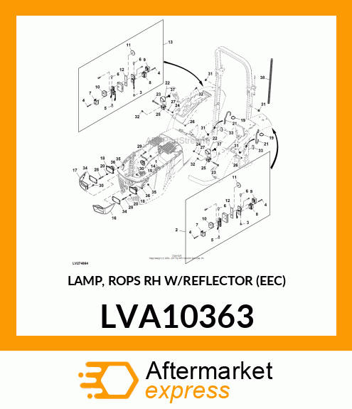 LAMP, ROPS RH W/REFLECTOR (EEC) LVA10363