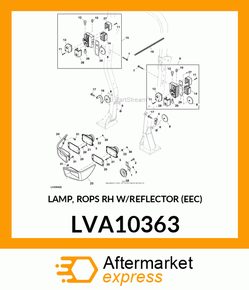 LAMP, ROPS RH W/REFLECTOR (EEC) LVA10363