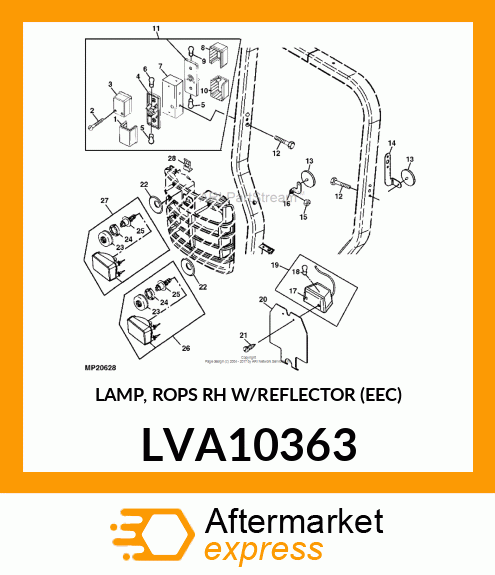 LAMP, ROPS RH W/REFLECTOR (EEC) LVA10363