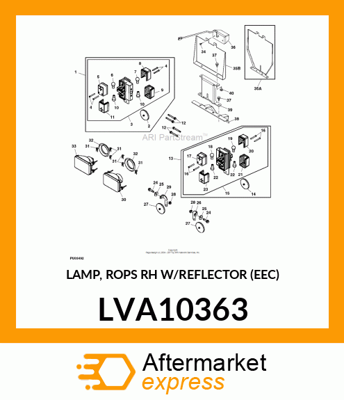 LAMP, ROPS RH W/REFLECTOR (EEC) LVA10363