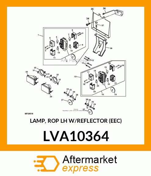 LAMP, ROP LH W/REFLECTOR (EEC) LVA10364