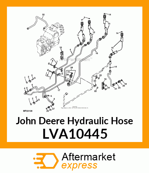 43/4400 STEERING PUMP OUTLET TUBING LVA10445