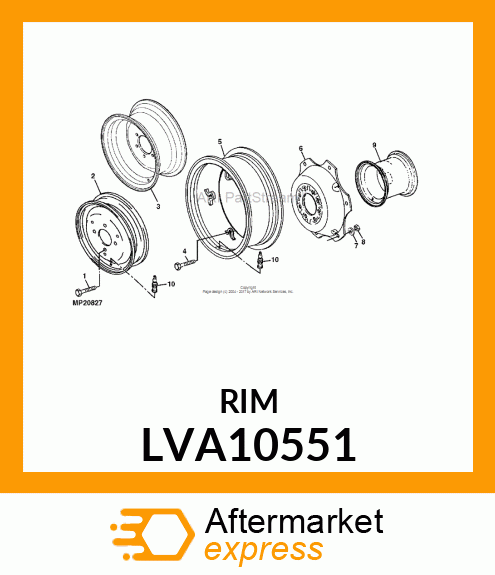 WHEEL, STEEL DISC AND 15X8LB RIM LVA10551