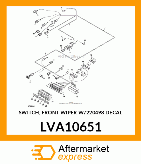 SWITCH, FRONT WIPER W/220498 DECAL LVA10651