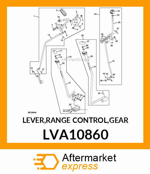 LEVER,RANGE CONTROL,GEAR LVA10860