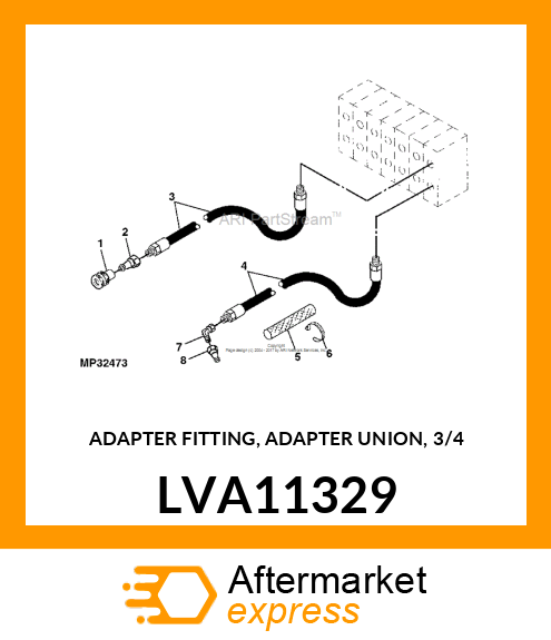 ADAPTER FITTING, ADAPTER UNION, 3/4 LVA11329