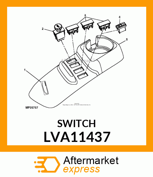 SWITCH, SWITCH, REAR PTO PUSH/PULL LVA11437