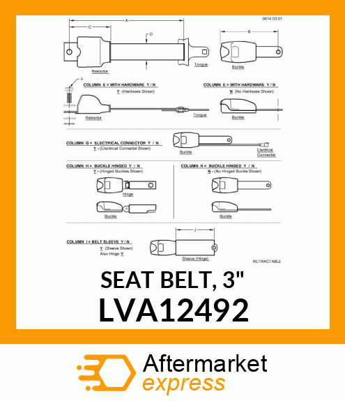 SEAT BELT, 3" LVA12492