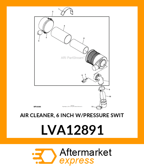 AIR CLEANER, 6 INCH W/PRESSURE SWIT LVA12891