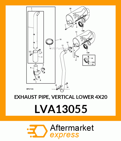 EXHAUST PIPE, VERTICAL LOWER 4X20 LVA13055