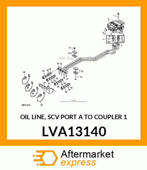 OIL LINE, SCV PORT A TO COUPLER 1 LVA13140