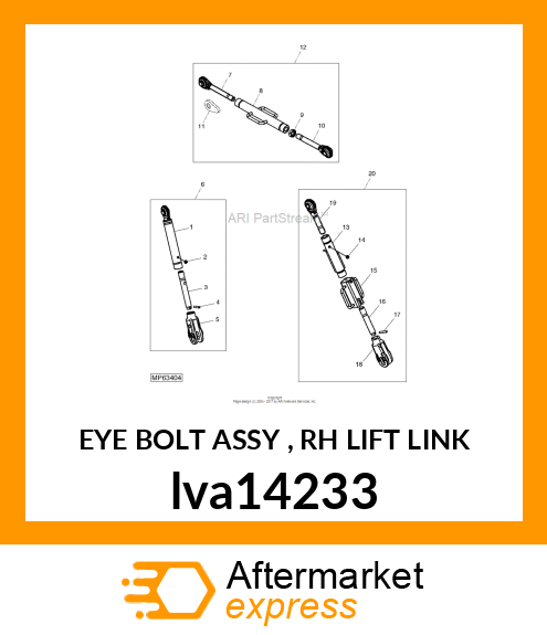 EYE BOLT ASSY , RH LIFT LINK lva14233