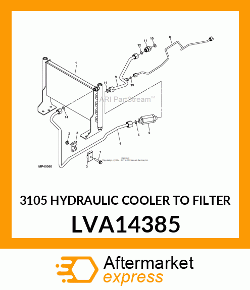 3105 HYDRAULIC COOLER TO FILTER LVA14385