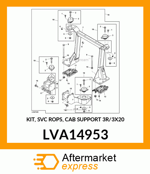 KIT, SVC ROPS, CAB SUPPORT 3R/3X20 LVA14953