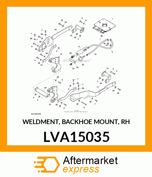 WELDMENT, BACKHOE MOUNT, RH LVA15035