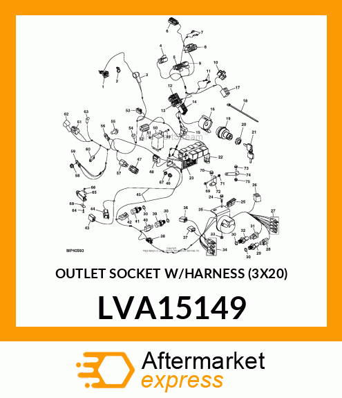 OUTLET SOCKET W/HARNESS (3X20) LVA15149