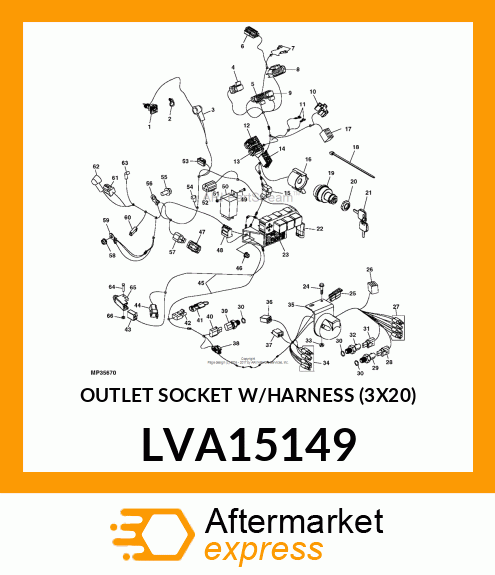 OUTLET SOCKET W/HARNESS (3X20) LVA15149