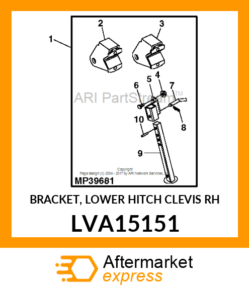 BRACKET, LOWER HITCH CLEVIS RH LVA15151