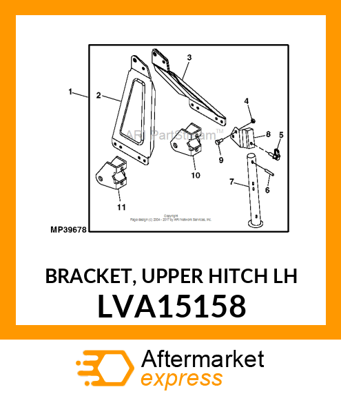 BRACKET, UPPER HITCH LH LVA15158