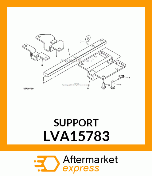 SUPPORT, DRAWBAR, 3X20 LVA15783